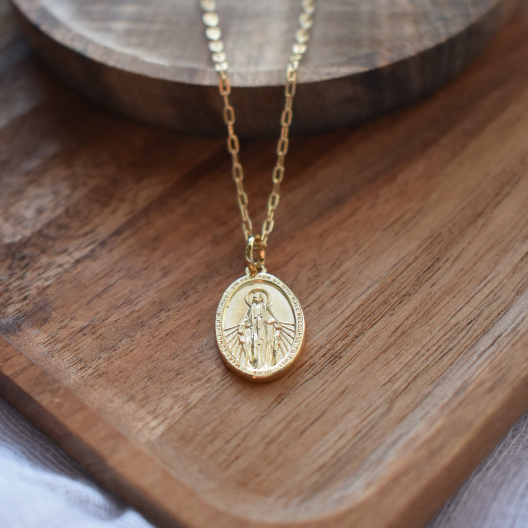 Gold Filled Miraculous Medal Necklace